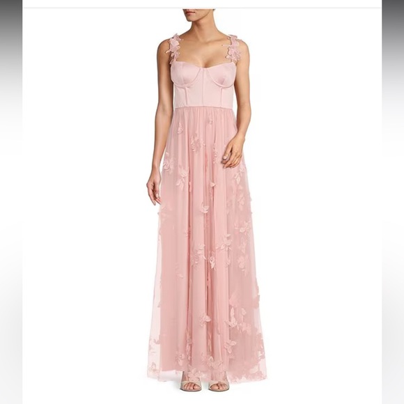 NWT Antonio Melani xBreast Cancer Awareness Capsule Mely Satin Embroidered Dress - Picture 9 of 16